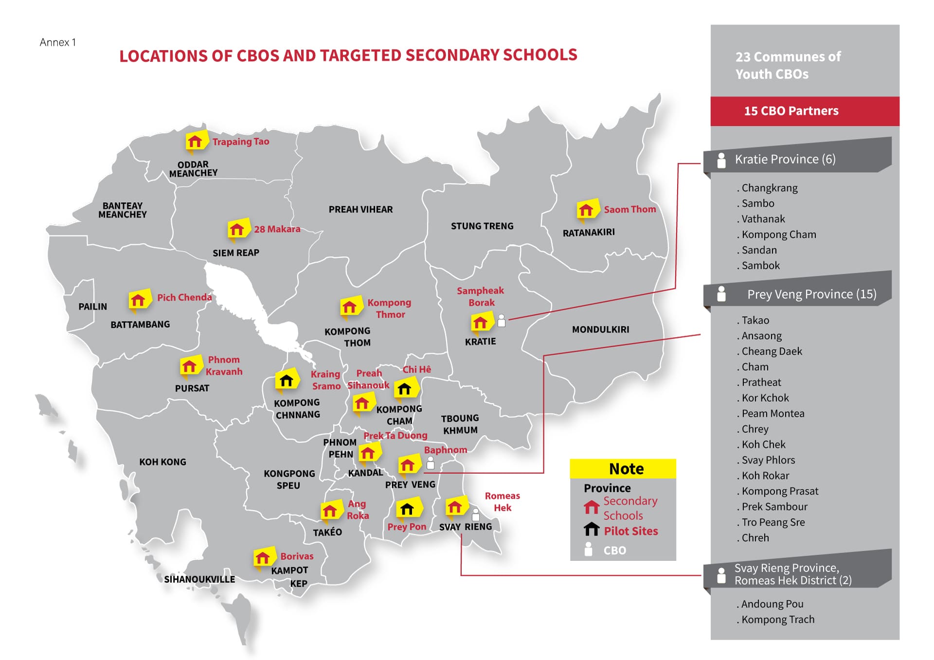 Carte OCB et lycées Cambodge