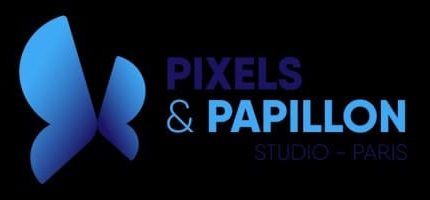 logo studio pixels et papillon